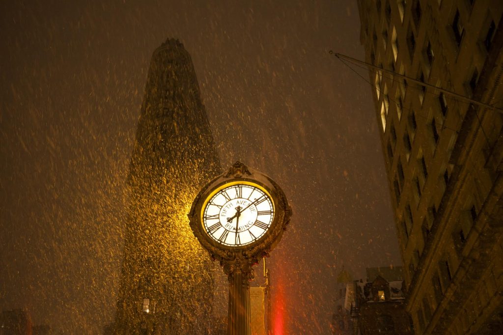 clock in rain