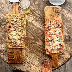 Public eat + drink flatbread pizza