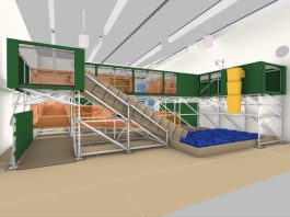 Scaffolding at Brooklyn Children’s Museum Turns NYC’s Ubiquitous Eyesore into Kid-Friendly Play Art brooklyn childrens museum