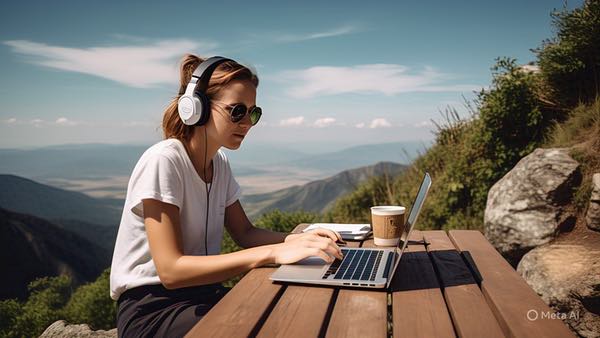 digital nomad with big headphones