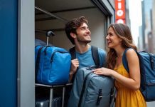 a young couple light travel with self storage