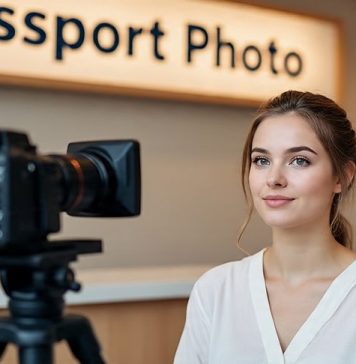 woman getting her passport photo